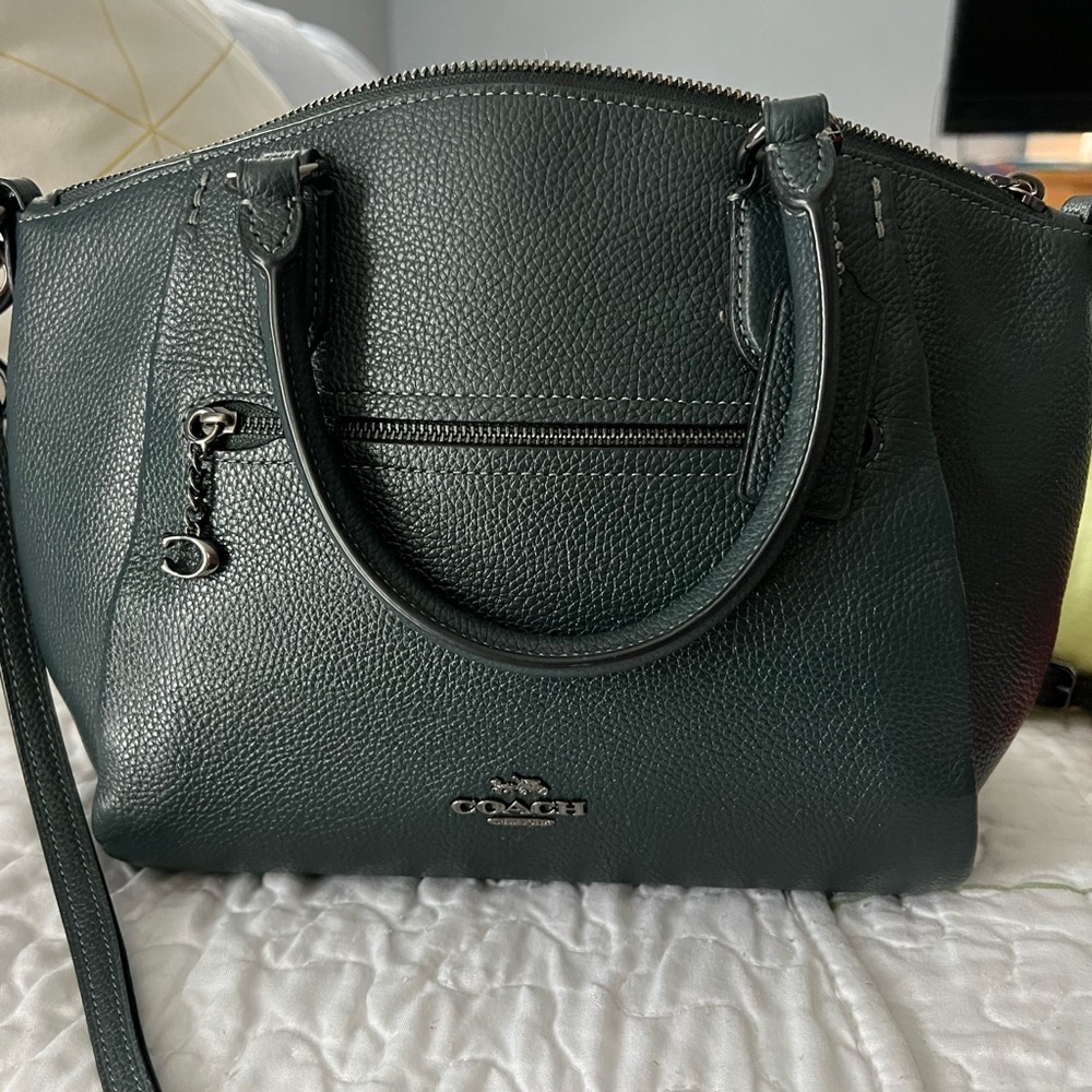 Coach Dark Green Leather Handbag